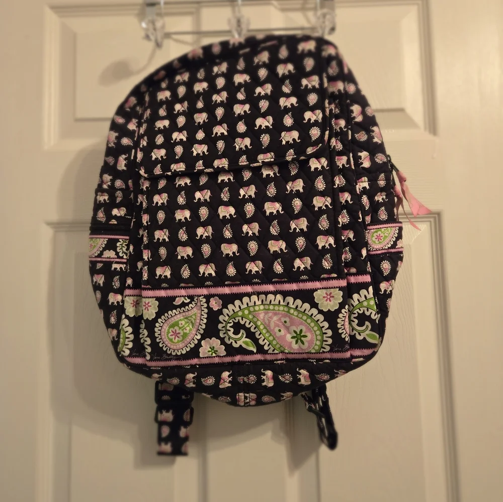 Vera Bradley Discontinued Pink Elephant Print Backpack